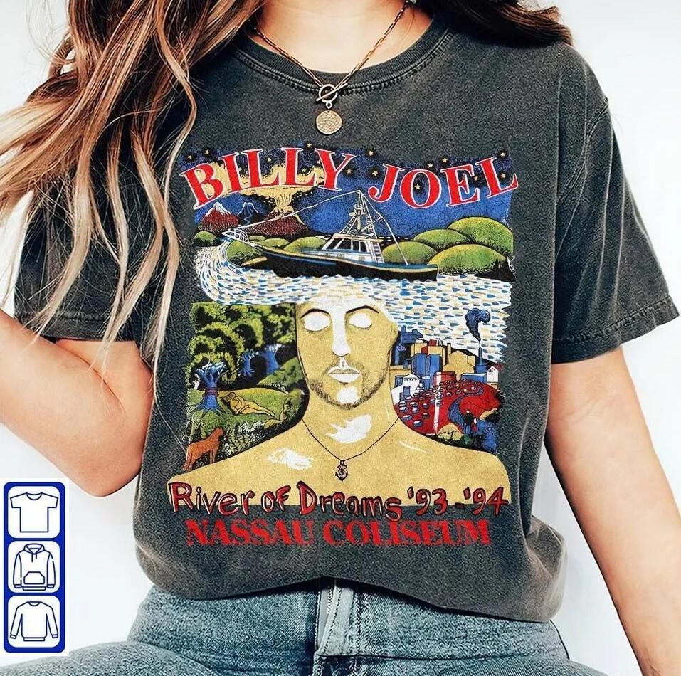 Vintage Billy Joel River Of Dreams Tour Shirt Music Lover Gift Music T-Shirt Unisex T-Shirt L