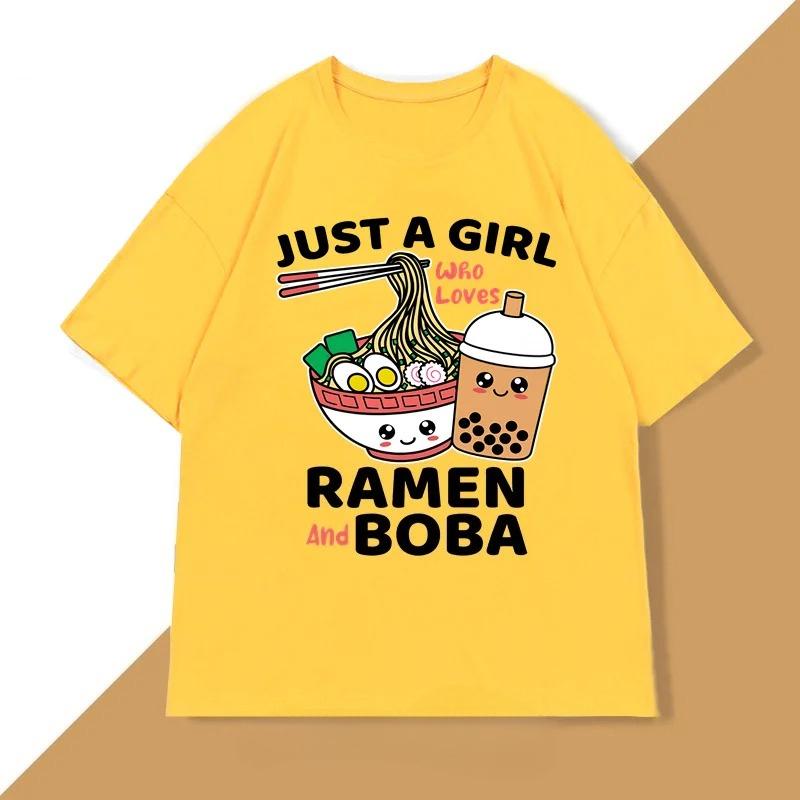 Just A Girl Who Loves RaUnisex and Boba T Shirt Unisex Women Japanese Food TShirt RaUnisex Lover Funny Kawaii Noodles Tshirt Clothes