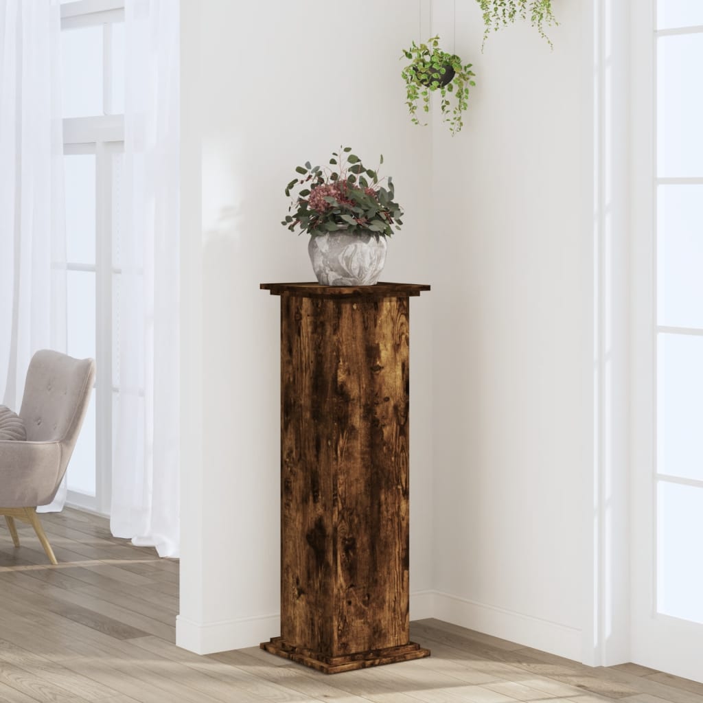Plant Stand Smoked Oak 33x33x100 cm Wood Based Material