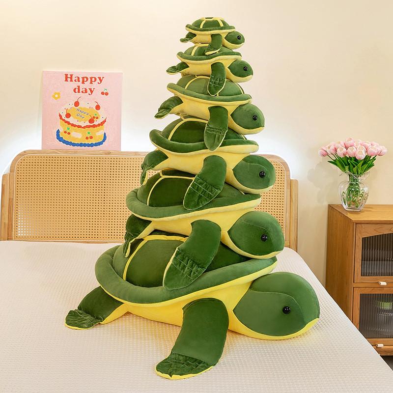 Adorable Green Turtle Plush Pillow Ultra-soft Pp Cotton Stuffed Animal Toy For Kids