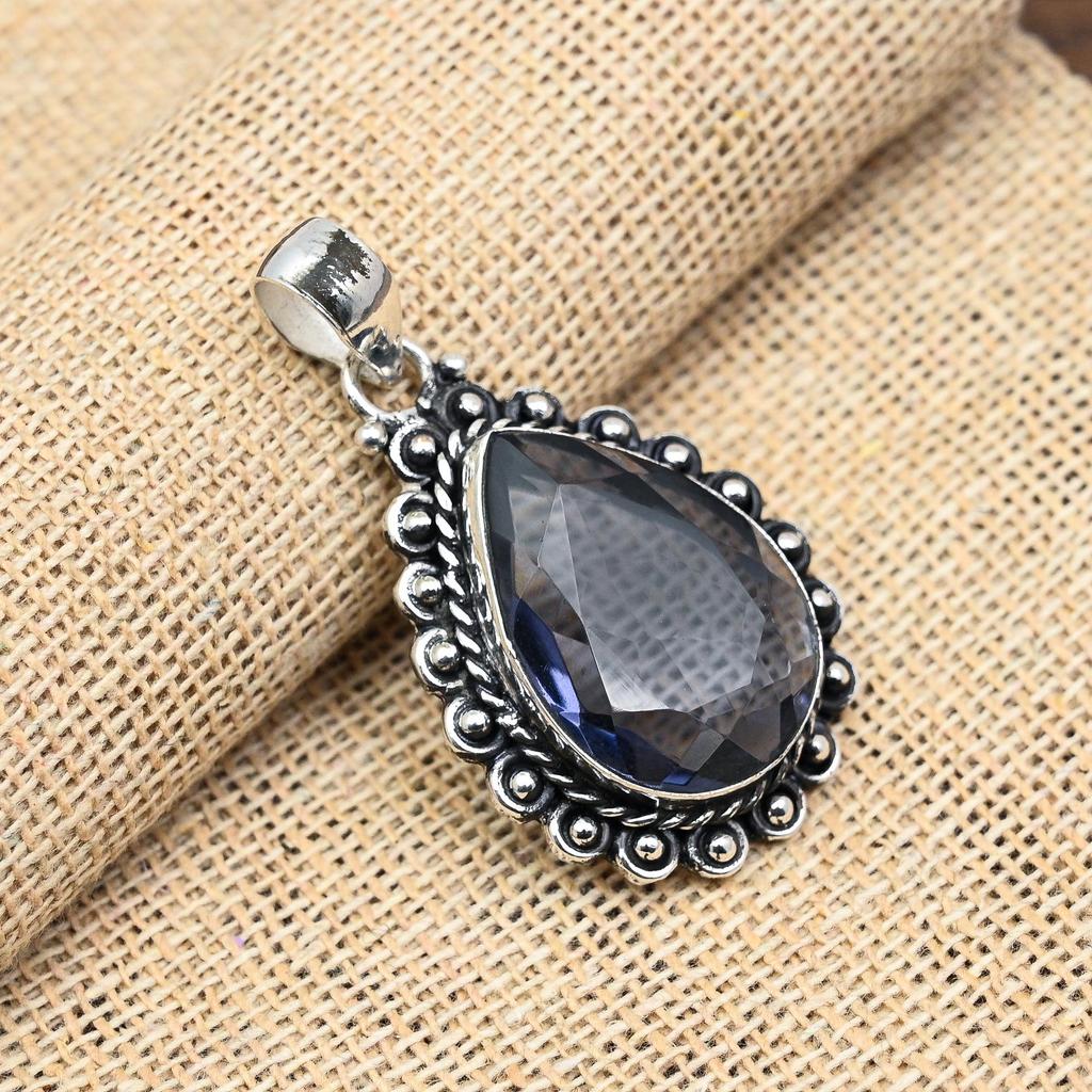 Wunderschöner Iolith Edelstein Handgefertigter 925 Sterling Silber Schmuck Anhänger für Sie