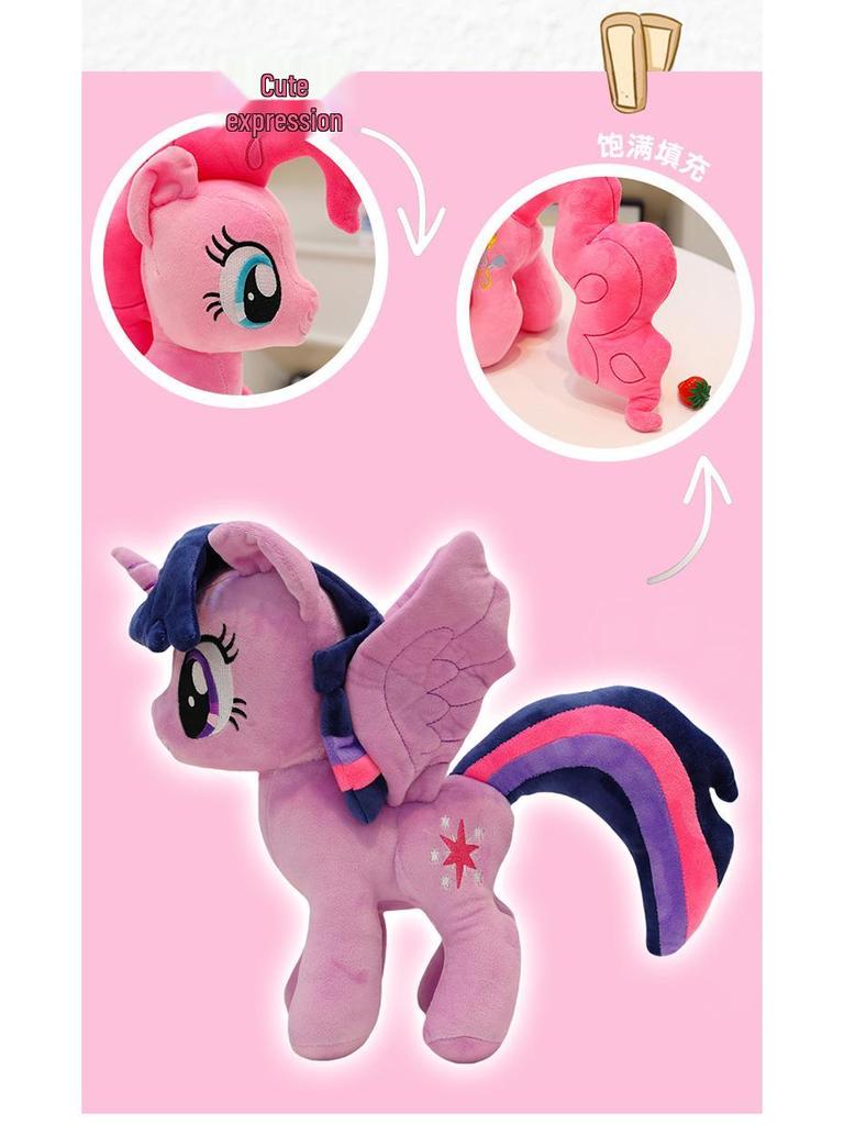 Large Pony Plush Toy - Cute Pet Pillow and Rag Doll for Kids' Birthday Gift.