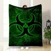 Biohazard Symbol On Grungy Green Background Flannel Blanket for Bedroom, Living Room, Sofa, and Nap Sofas.