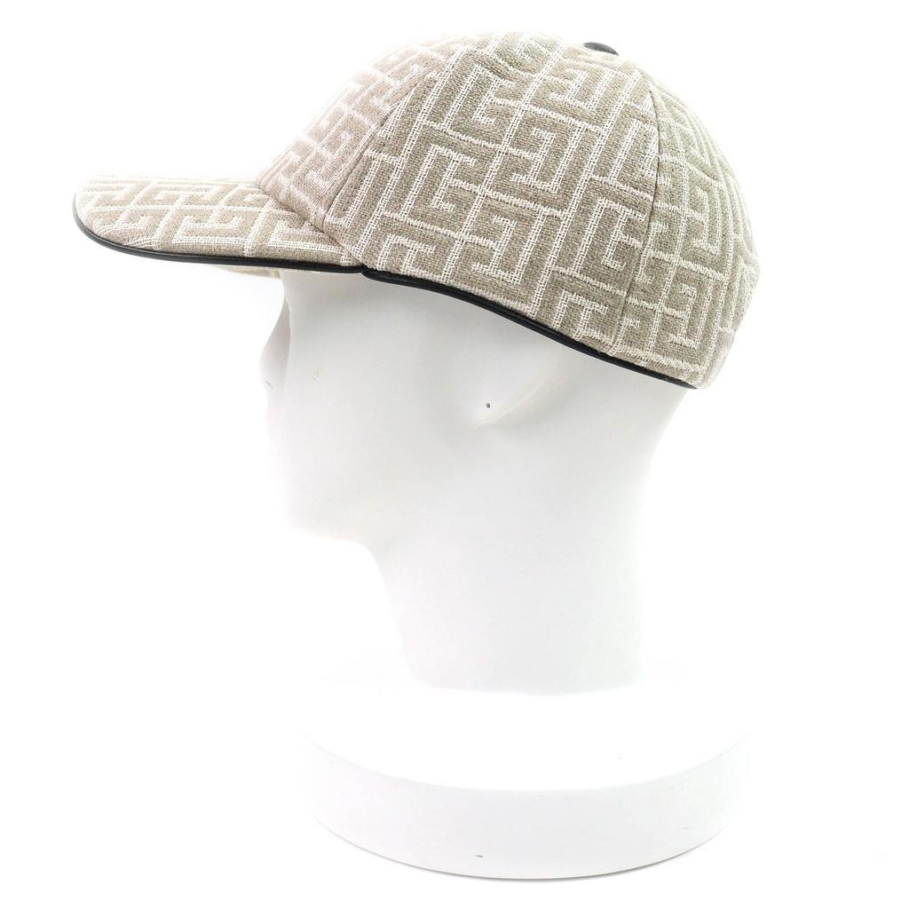 Excellent BALMAIN Cap Monogram Jacquard Baseball Cap Hat Beige Linen Mens  Used