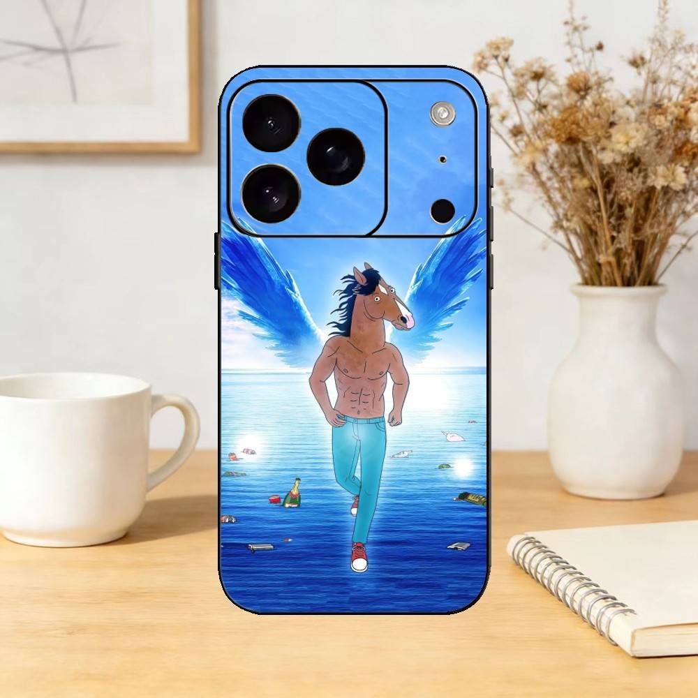 BoJack Horseman Phone Case For iPhone 17,16,15,14,13,12,11 Plus,Pro Max,SE4Soft Silicone Black Cover