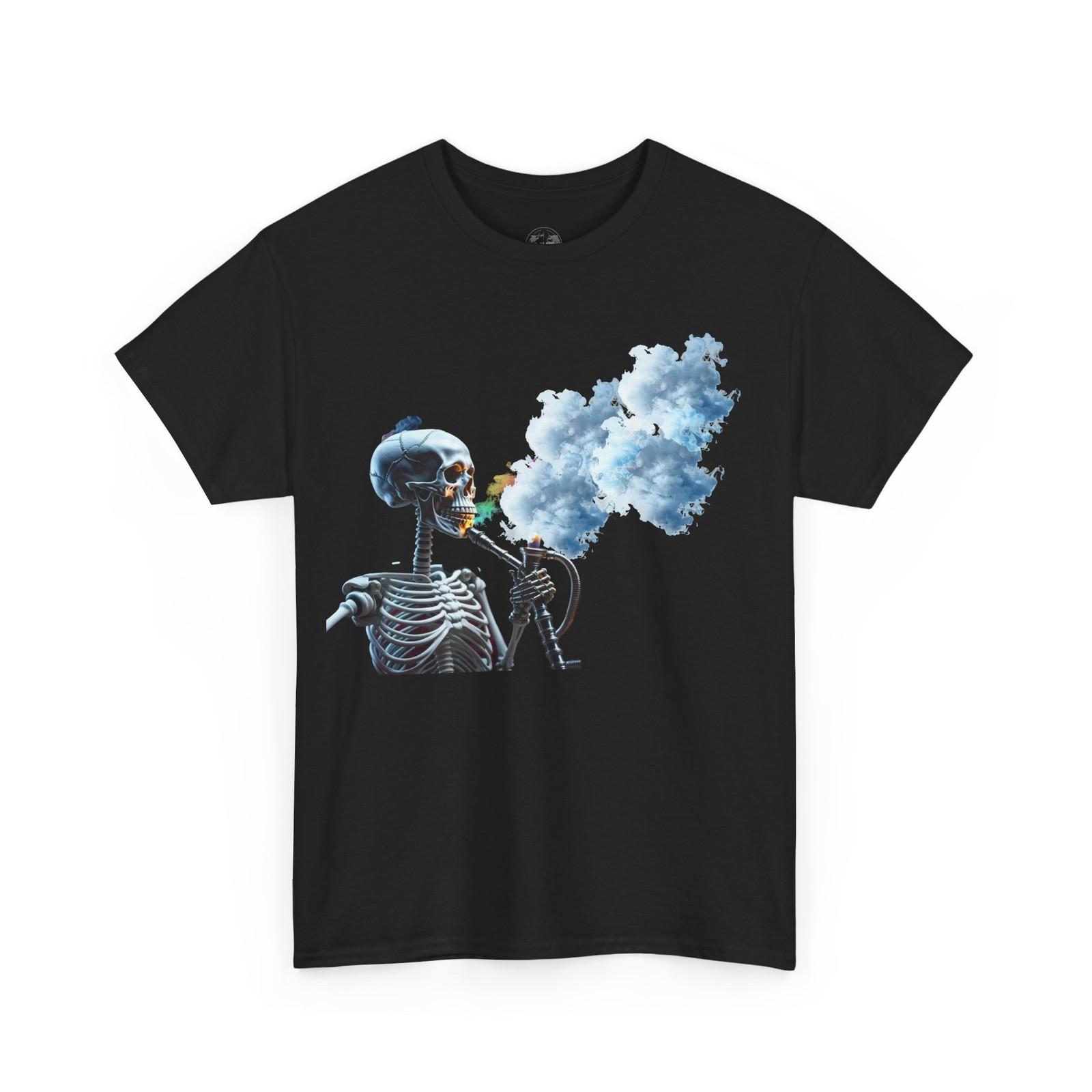 Skeleton smoking T-shirt, Chill Vibes Skeleton Tee Relaxed Graphic T-Shirt S