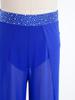 Kids Girls Lyrical Dance Pants Shiny Rhinestone Waistband Side Split Mesh Trousers for Stage Performance Competition