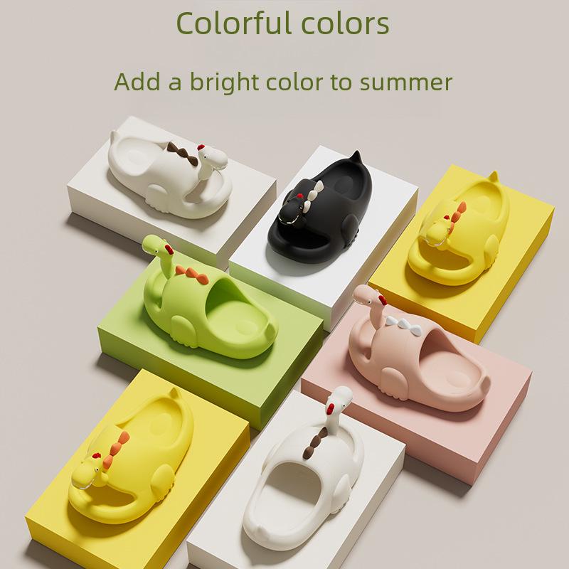 Damskie letnie kapcie z motywem dinozaura - urocze sandały kąpielowe do użytku wewnątrz i na zewnątrz