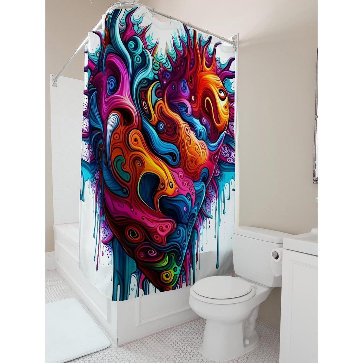 

Vibrant Abstract Art Shower Curtain For Bathroom Decoration W60H190(CM)-1 Pcs