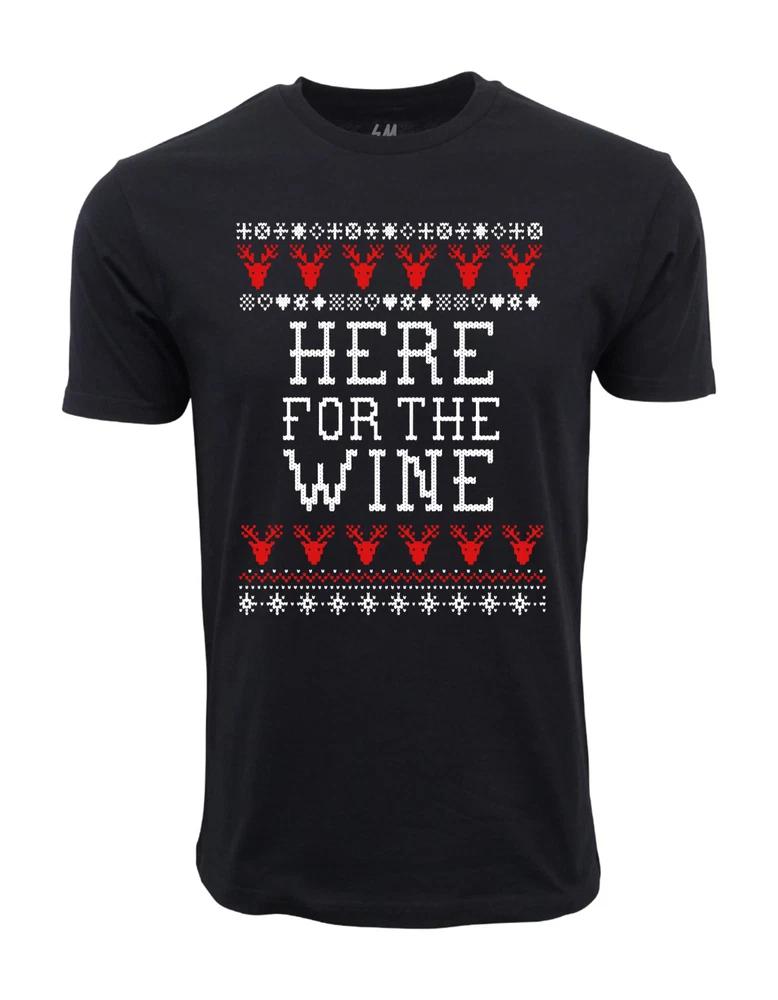 Christmas Here For The Wine Graphic T Shirt S