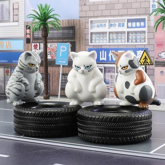 6Pcs Threatening Cat Figurine PVC Cartoon Social Kitten Statue Animal Sculpture Home Office Desktop Bookshelf Decoration Ornament