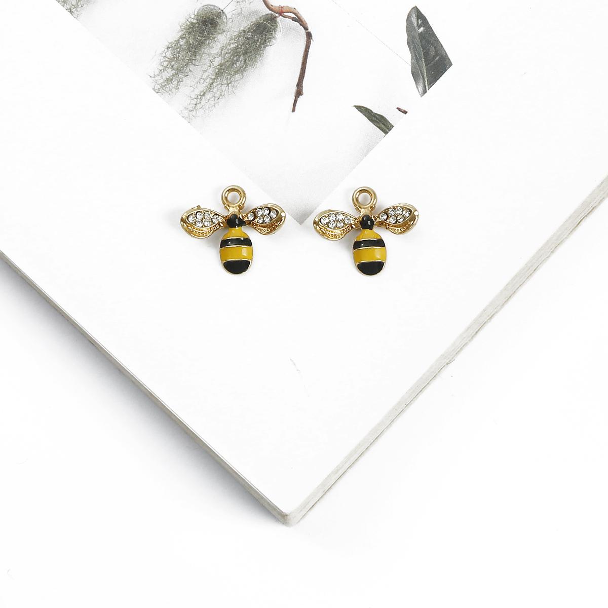 

2 шт., металлические эмалированные подвески в виде пчелы, подвеска для изготовления ювелирных изделий «сделай сам», ожерелье, браслет, аксессуары 18x22mm чёрный/жёлтый