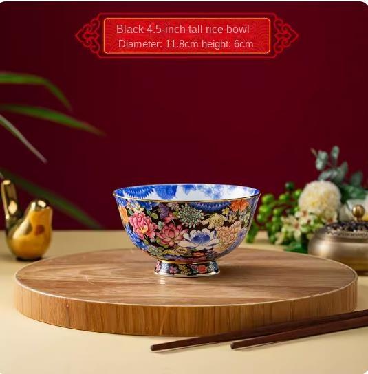 

Столовая посуда Керамическая эмаль Необычная китайская бытовая костяной фарфор 4,8-дюймовая миска для риса 6-дюймовое высококачественное легкое роскошное украшение стола