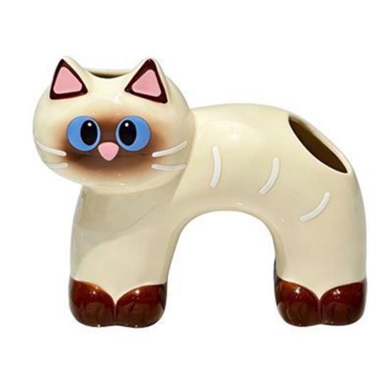Toothbrush Holder, Cat Shape with Drain Port, Mold-Resistant Double-Hole Ceramic Organizer for Bathroom Accessory