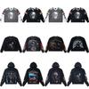 2025 Mens Oversized Hooded Zip-Up Sweatshirt With Vintage Washed Print Cotton Long Sleeve Streetwear