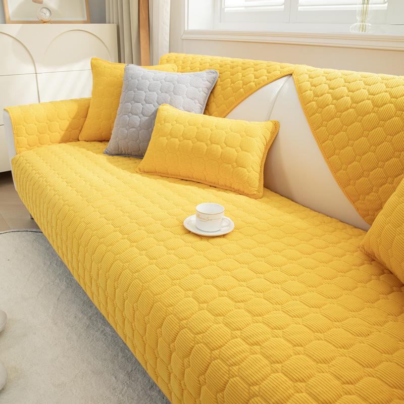 

Однотонный нескользящий чехол для дивана, утолщенный мягкий плюшевый диван, подушка, полотенце для гостиной, мебель, декор, чехлы, чехлы для диванов 70x70cm жёлтый