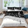 Piano Key Keyboard 3D Printed Quilt Cover Set Soft Home Textiles Bedding Cover Pillowcase Black White Note Style Duvet Cover Set