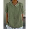Summer Casual Blouse Peter Pan Collar Cotton Loose Ladies Shirt Short Sleeve Solid Color Breathable Womens Tops