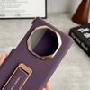 Luxury Dual Strap Leather Case For Huawei Mate XT XTs Dual Hinge Protection Metal Rotatable Stand Smart View Window Full Cover