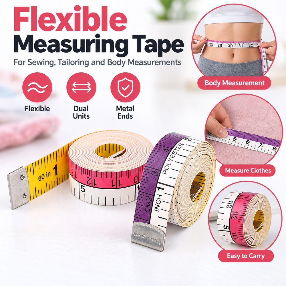Double-Sided Markings Body Measuring Ruler 150cm Flat Ruler for Sewing and Body Measurements