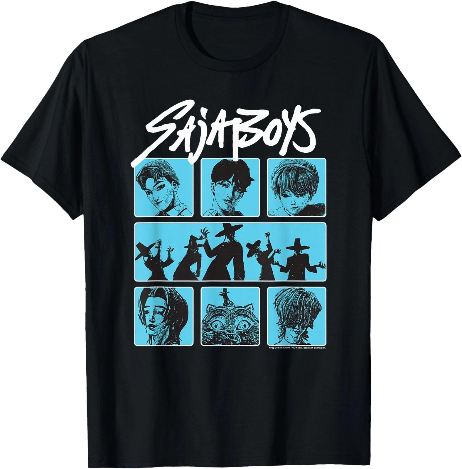 Kpop Охотники на демонов Saja Boys Демоническая группа Постер Футболка S