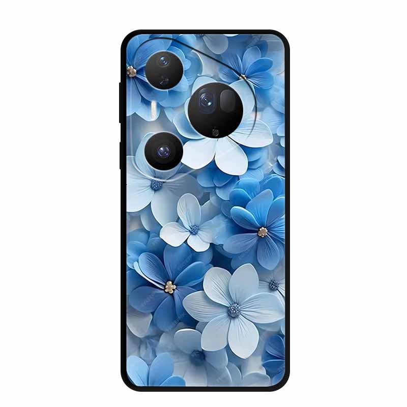 Flower Phone Case For Huawei Pura 70 80 Pro Plus Silicone TPU Cover for Pura80 Pro+ Pura70 Ultra Para Black Back Soft Protector
