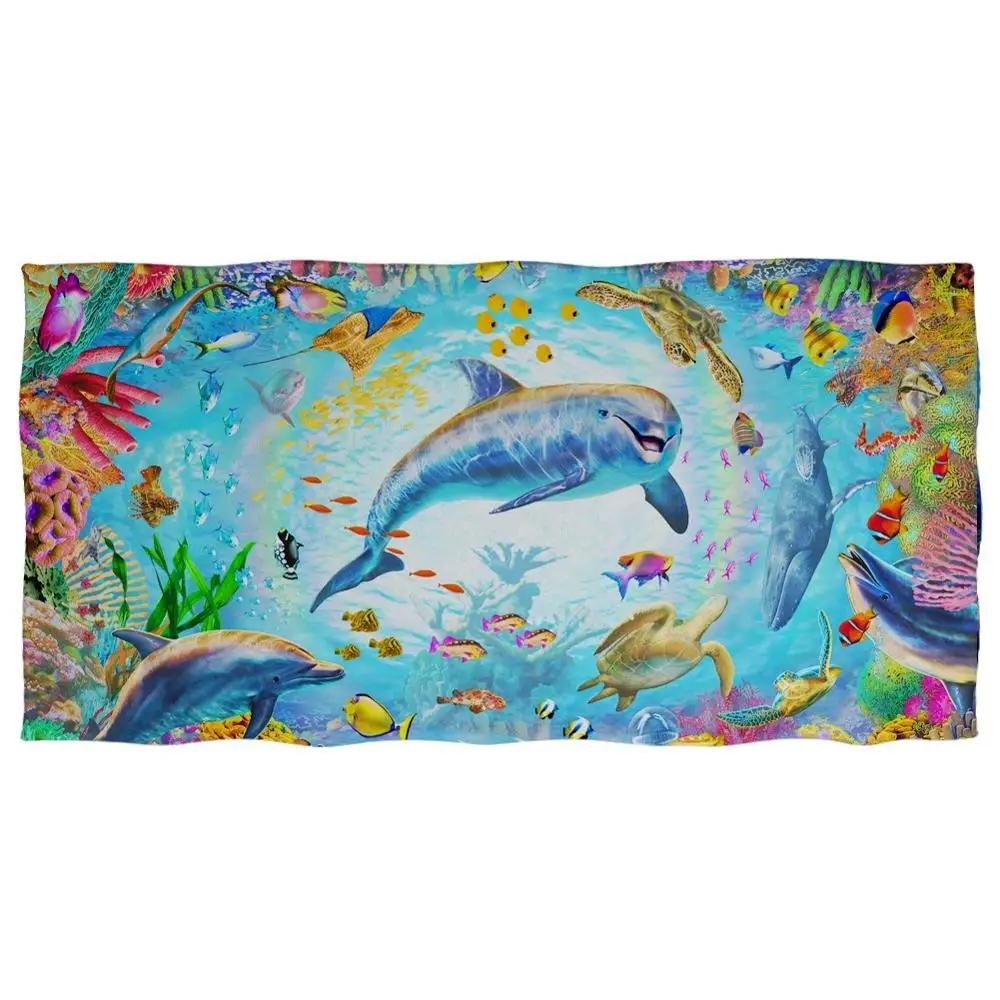Ocean Animals Cotton Bath Towels 3D Dolphin Shark Turtle Whale Beach Towel Microfiber Home Textile Face Hair Hand Towel