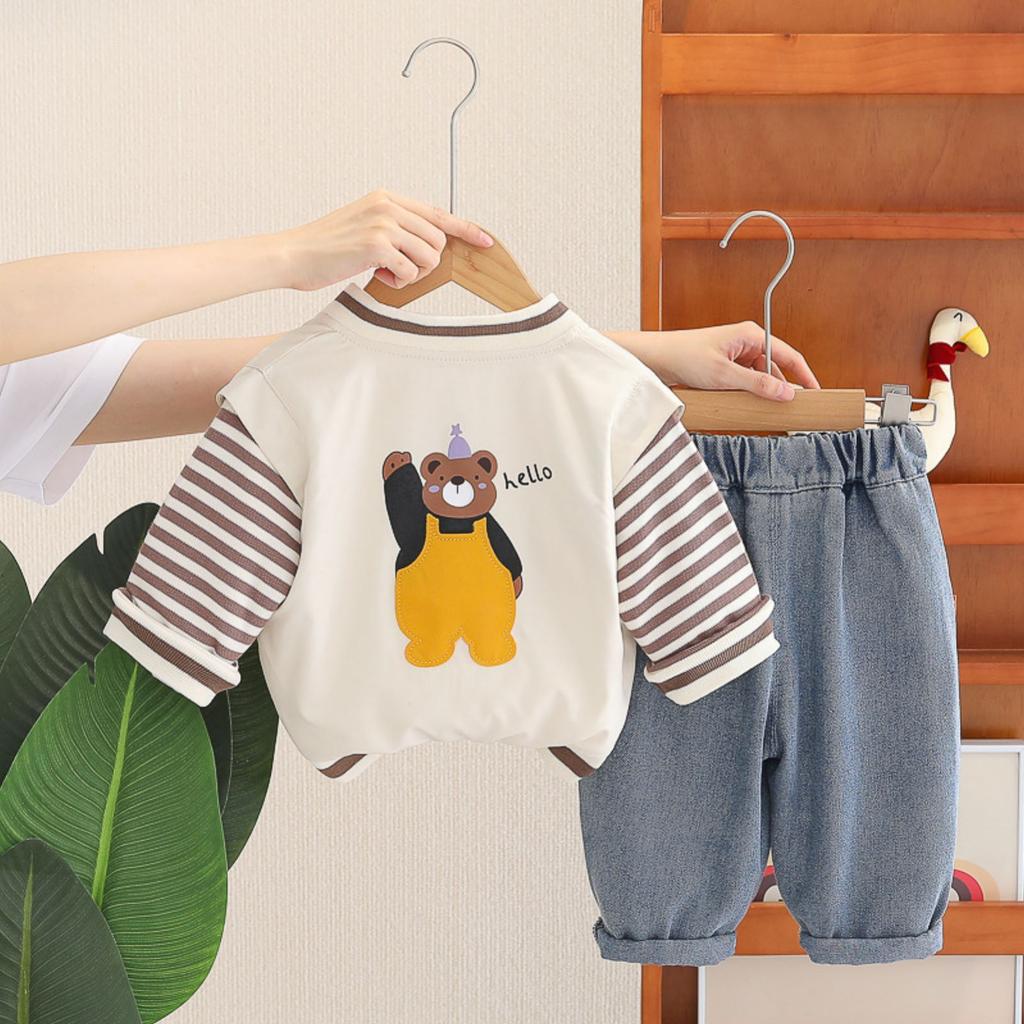 Kids Casual Long-Sleeve Set, Comfortable Daily Wear Outfits