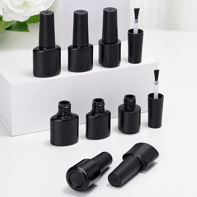 Nail Gel Bottle Empty Nail Polish Bottles Black Refillable Bottles With Brush For Travel Portable Cosmetic Containers 6/7/8/10Ml