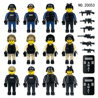 12 peças antiterrorismo polícia especial 20053 militar humano pequeno bloco de construção de partículas brinquedo