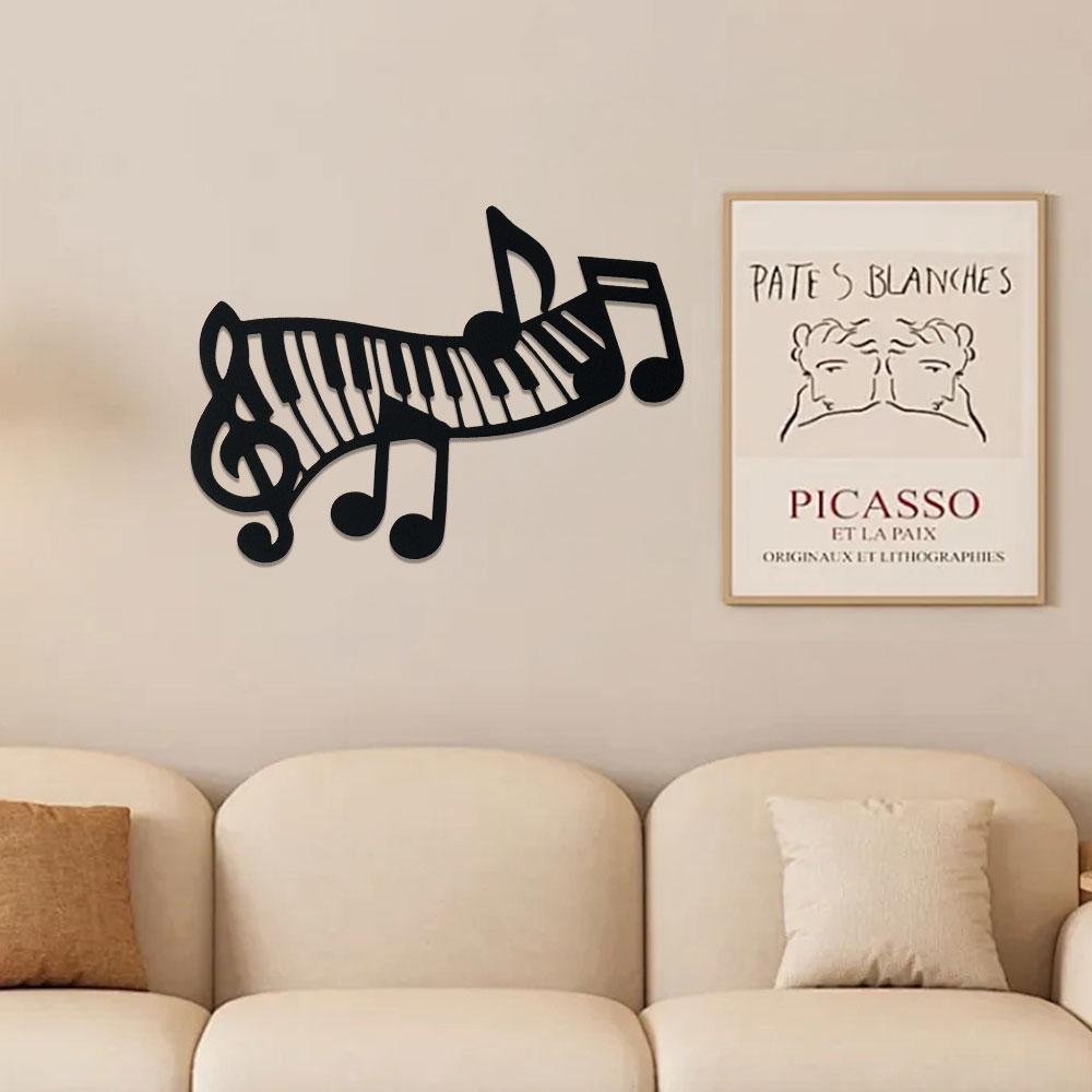 Room Decor Iron Piano Music Notes Wall Art, Elegant Abstract Metal Plaque, Versatile Wall Decor, with Reusable Design