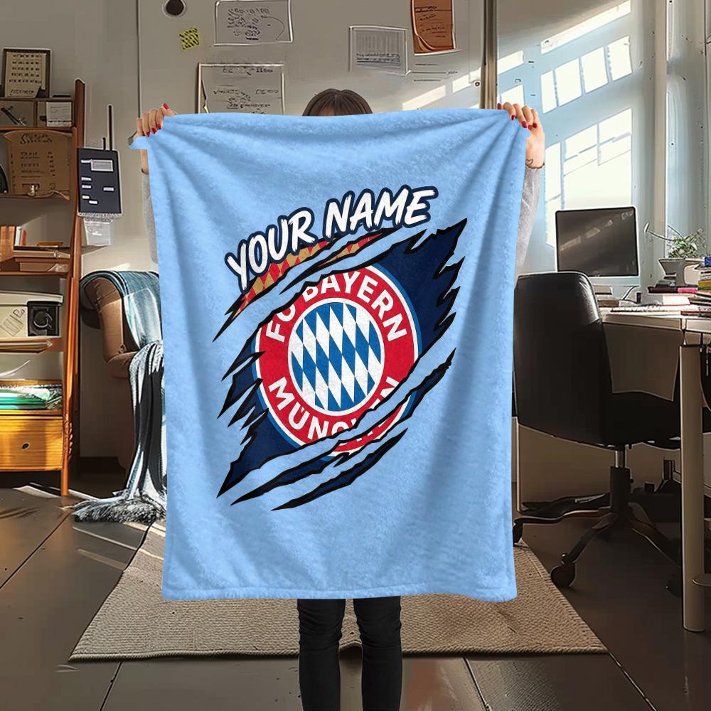 Custom Name Bayern München Flannel Blanket, High Quality Comfortable for All Seasons, Home Decor, Warmth and Comfort