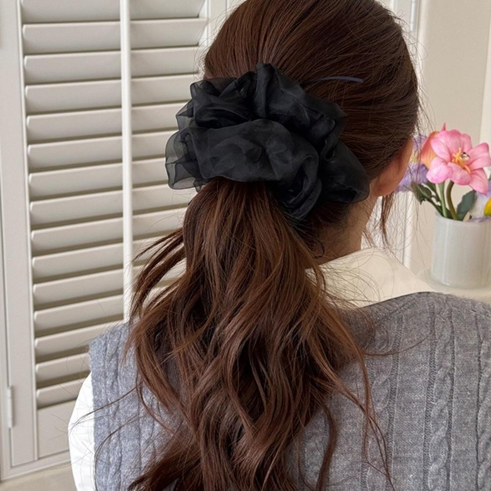 Hair Accories Yarn Knot Hair Ties Ribbon Bowknot Large Elastic Tulle Scrunchie Korean Style Bowknot Hair Rope Women