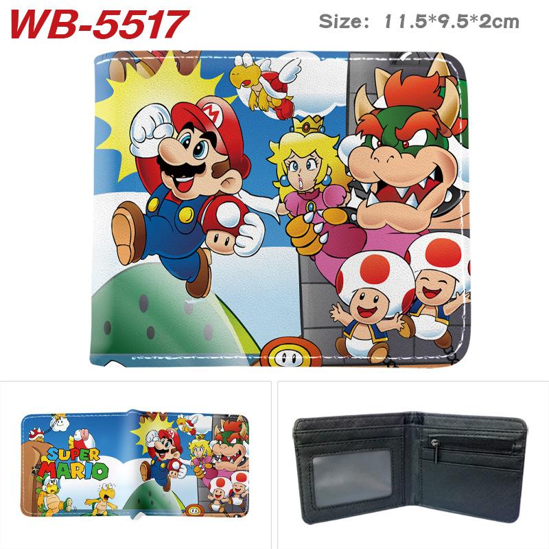 Super Mario Cartoon Full-Color Print Bi-Fold Wallet Anime Student Unisex Short Purse