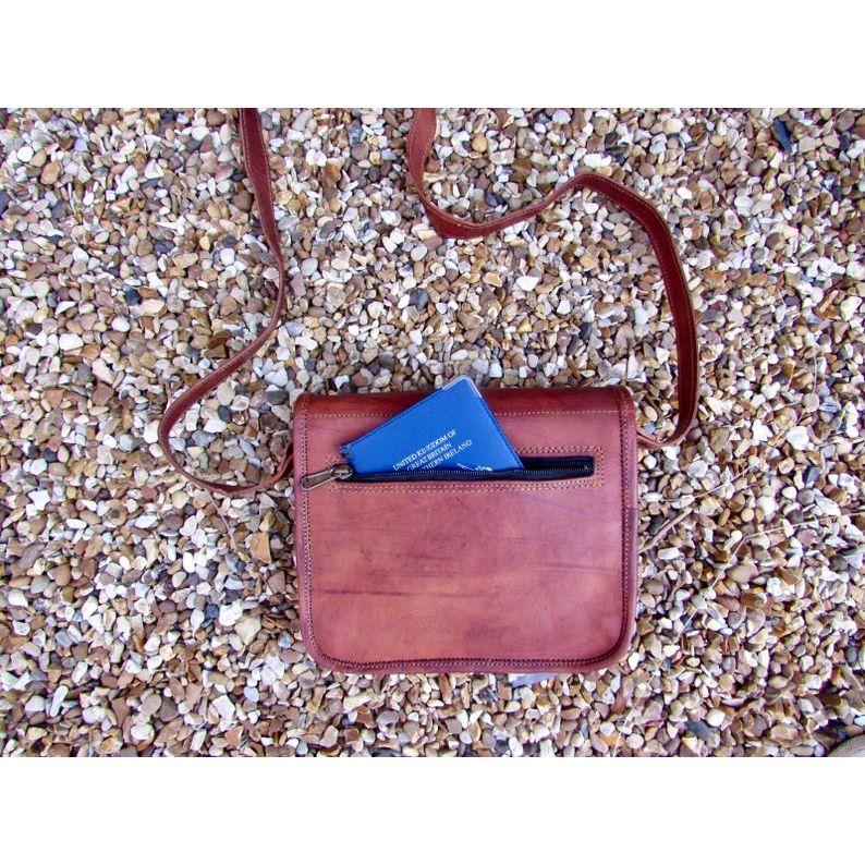 Taška pro tátu, obyčejná přední kožená brašna, 7”x9” crossbody hnědá kožená pánská taška, kožená taška přes rameno pro něj, unisex obyčejná přední taška