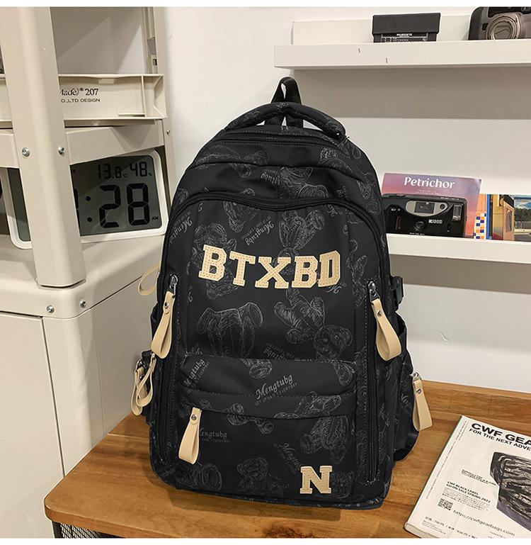 Casual Printed Schoolbag Male High School Student Fashion Large Capacity Backpack Female College Student Computer Backpack