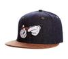 Sproutsy Snapback Hip Hop Hat with Flat Straight Faux Denim Men's Visor, Fit, Unisex, Leather, Brown,