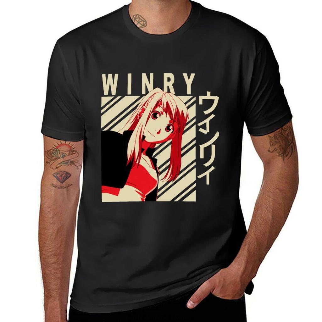 New Winry Rockbell - Vintage Art T-Shirt Black T Shirt Tops Sweat Shirts Oversized T Shirts Mens T Shirt Graphic