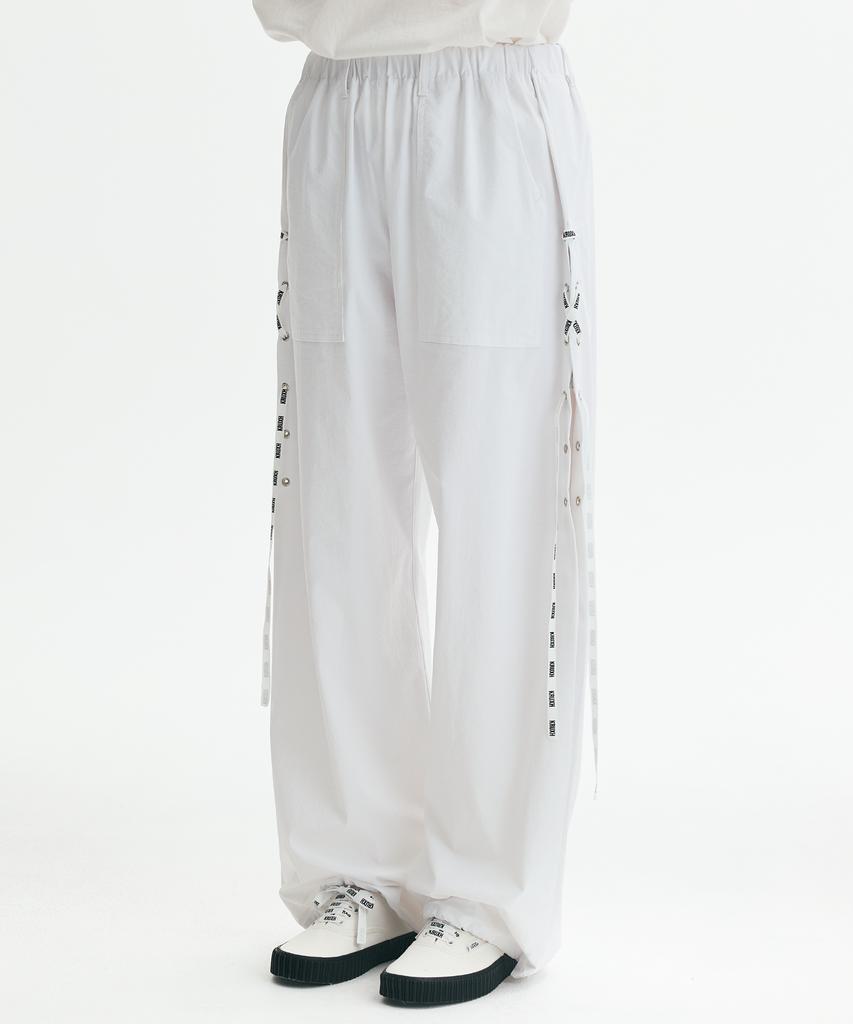 Keuleogsi Side Lace-Up Wide Pants Cloud White
