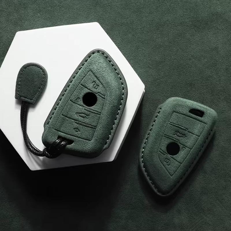 Suede Faux Leather Car Key Case Cover For BMW X1 X3 X5 X6 X7 1 3 5 6 7 Series G20 G30 G11 F15 F16 F20 G01 G02 Keychain Protector