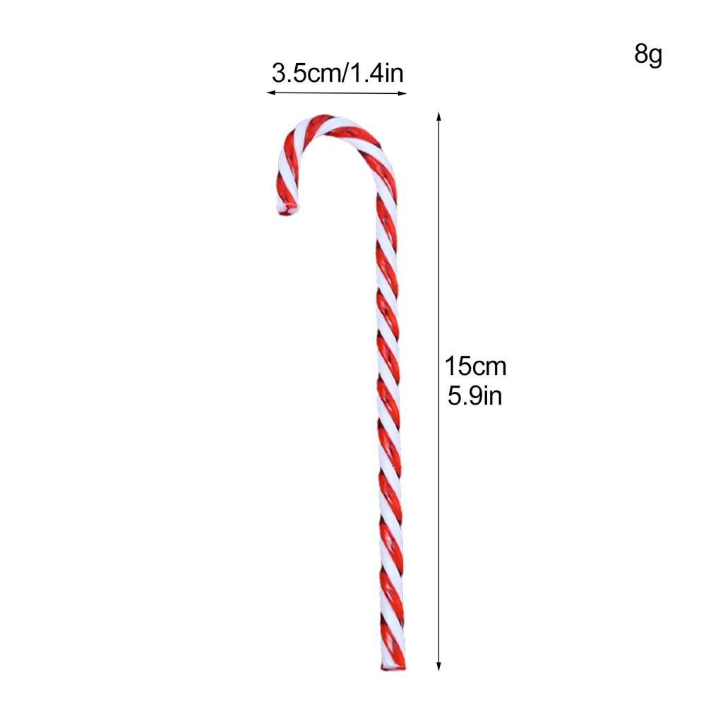 6pcs 15cm Acrylic Christmas Candy Cane Ornament Red White Xmas Tree Hanging Decor