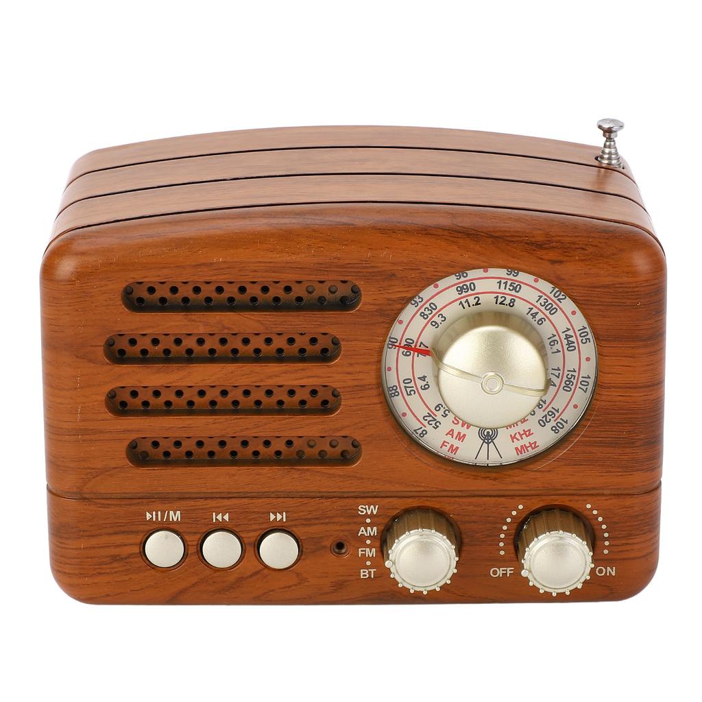 Retro Bluetooth Speaker Wireless Great Sound Quality Wooden Portable AM FM Radio for Bedroom Dining