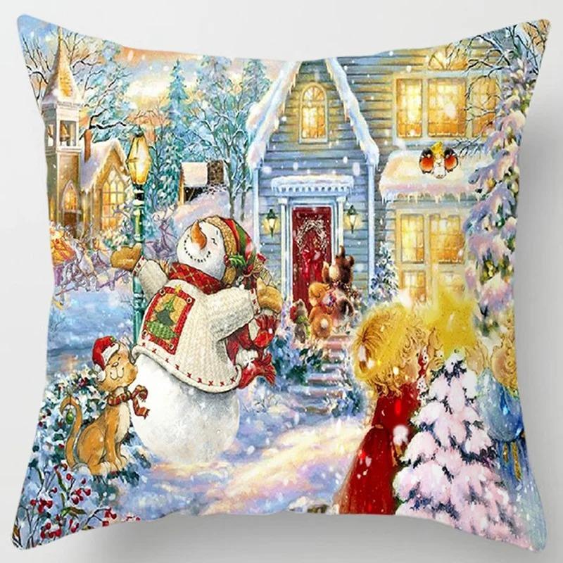 Weihnachts-Themen-Kissenbezüge Auto Zubehör Büro Santa Claus Wohnzimmer Sofa Hause Kissenbezüge