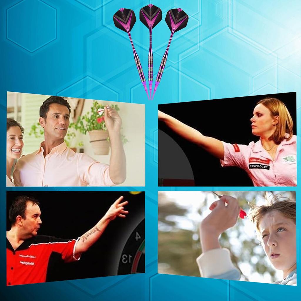 YONGDING 2BA dart set aluminum alloy 156mm 21g for beginner intermediate player practice professional home club play with case purple