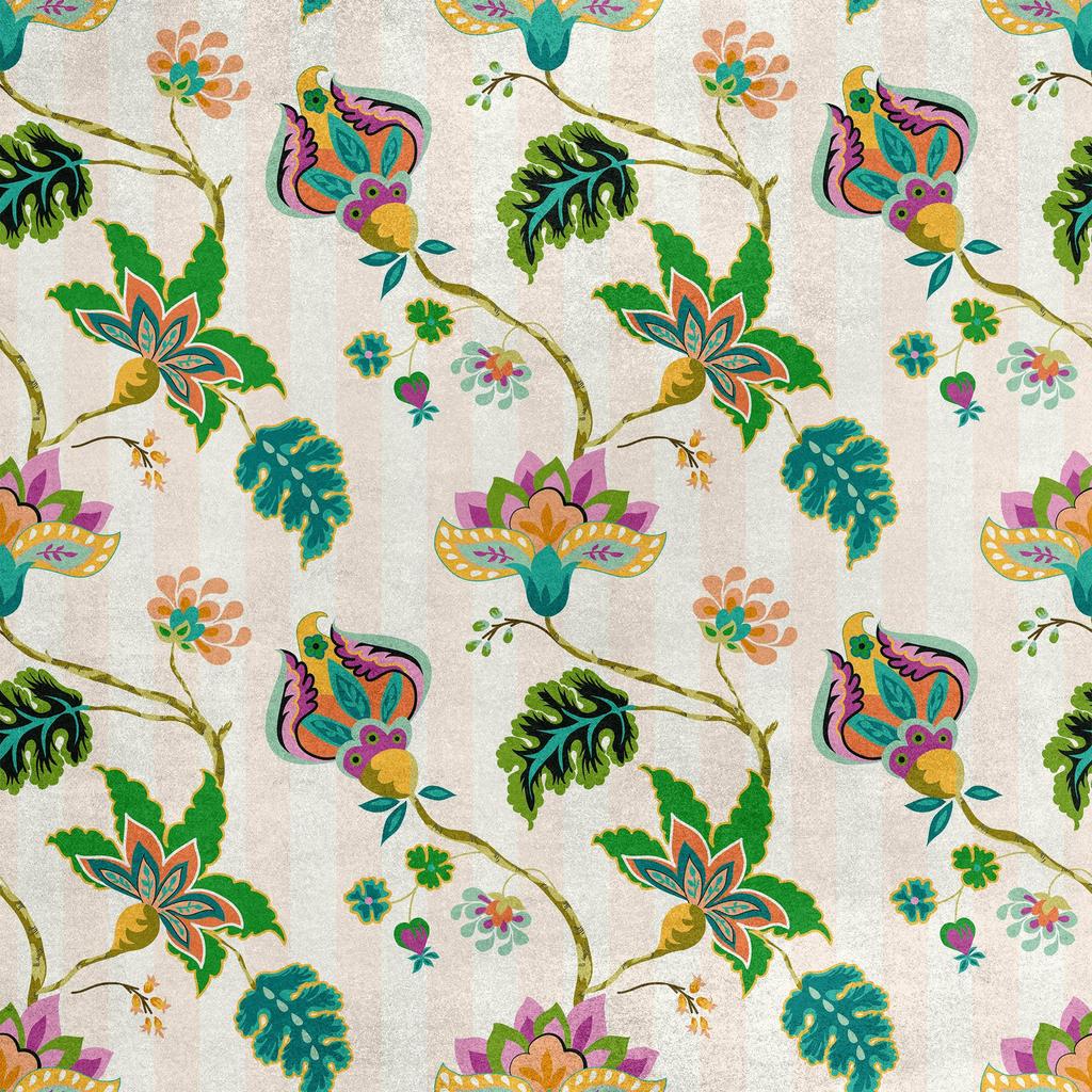 Royal Samt Stoff Polyester Zum Nähen - Motiv Blumenkriecher