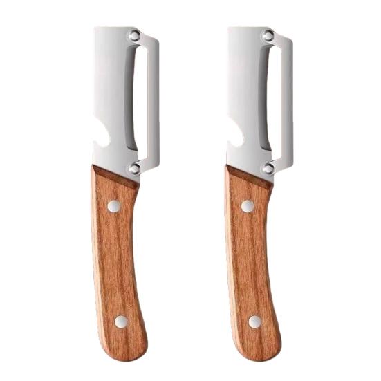 2Pcs Multifunctional Vegetable Peeler, Ergonomic Wooden Handle Peeler 2pcs B