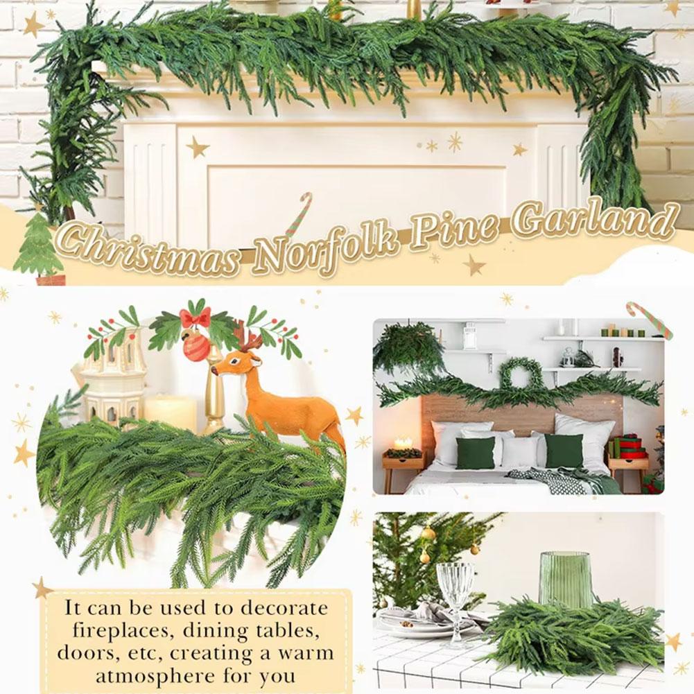1.5/1.8/2.7M Length Christmas Pine Garland Simulated Plastic Winter Greenery Pine Garland For Christmas Fireplace Home Deco U3R8