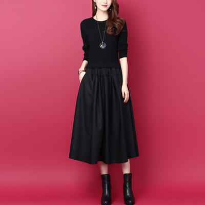 Nuovo Stile Coreano Stile Coreano con Stile Autunnale e Invernale Falso Abito Maglia di Lana a Due Pezzi Midi Slim con Fondo Aderente da Donna