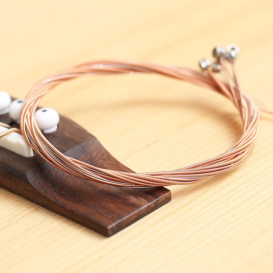 1Set Red Copper-colored Guitar Metal Strings for Folk Guitar Universal Replacement String Musical Instrument Accessories