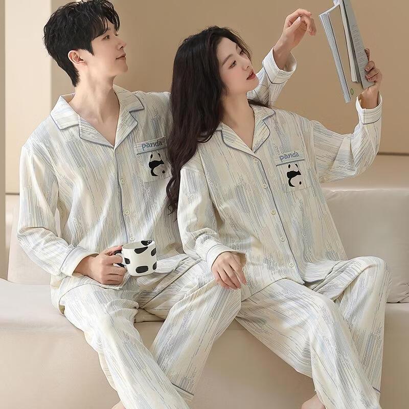 SEE KEAN Spring Pure Cotton Couple s Pajamas